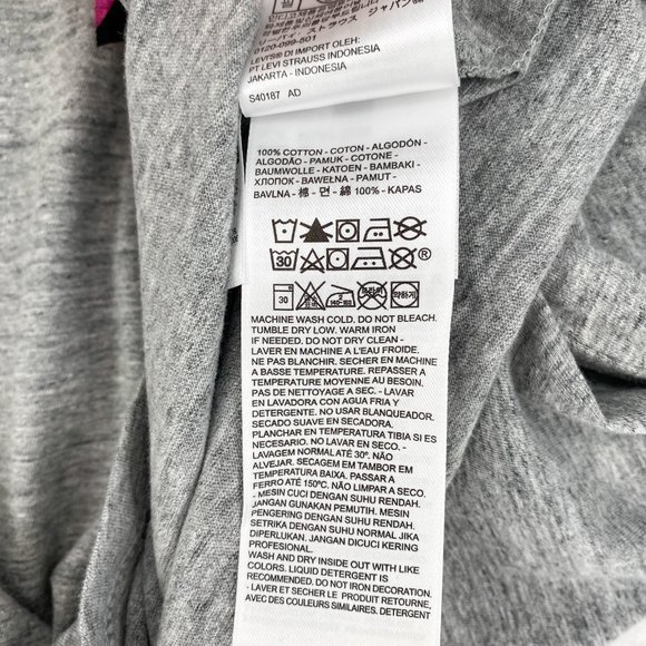 Levi's Women Plus Crewneck Short Sleeve Batwing Graphic Cotton T-Shirt Top Gray - Picture 5 of 5